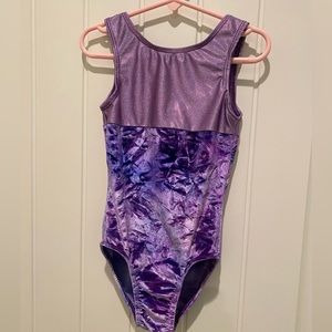 Girls Purple Velvet/Spandex Leotard